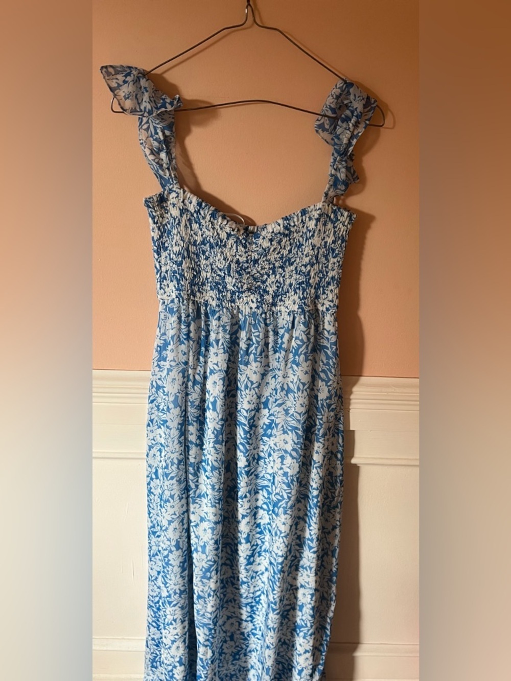 Aakaa Light Cos Floral Maxi Dress Ruffle Straps Off T…